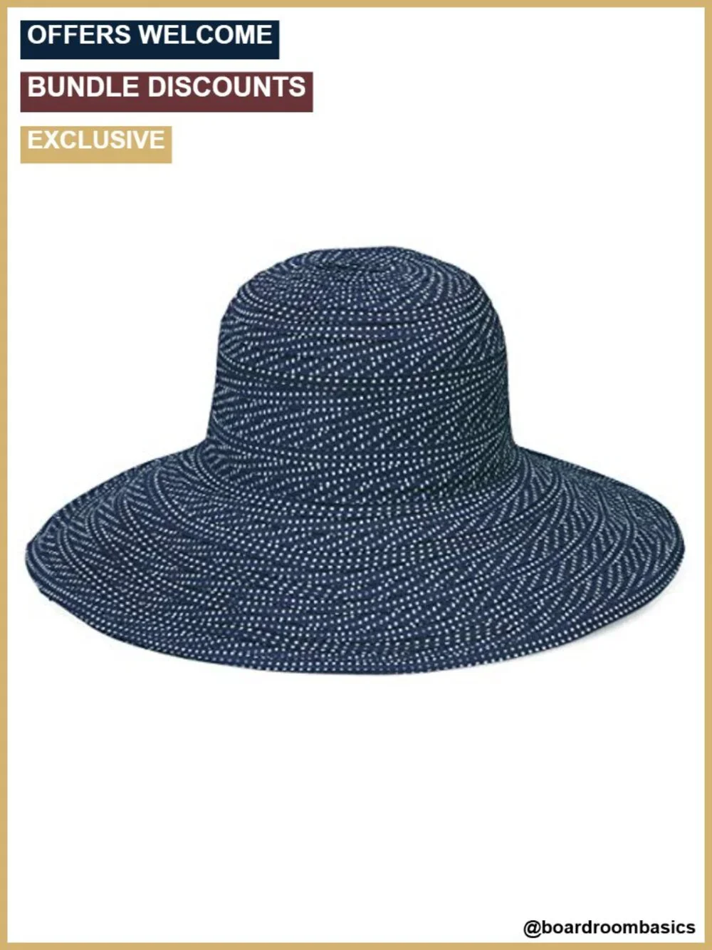 UPF 50+ Wide Brim Packable Sun Hat with Adjustable Drawstring